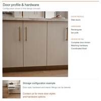 Meubles de cuisine en chêne blanc au design luxueux, configuration îlot, dimensions personnalisées, unités modulaires et commandes sur mesure