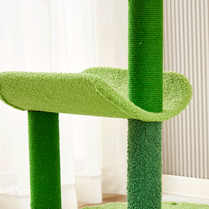 Pohon kucing mewah baru MDF Multi Level dan bingkai kayu menara dengan kain mewah tempat tidur bunga menggaruk bingkai memanjat untuk kucing - Product Image 5