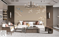 Papier peint brodé à la main, Chinoiserie, Prunier, Pie, Fleur, Branche, Papillon, Murale murale pour Villa de Luxe, Salle de Thé, Décoration Intérieure