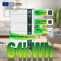 Système de stockage d'énergie solaire domestique, batterie LiFePO4 51,2 V 314 Ah, ESS empilable avec onduleur 12 kW, communication CAN, protection IP54