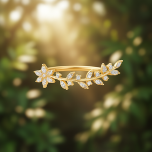 Orecchini a polsino placcati oro E2330 con design floreale a diamante, gioielli raffinati da donna per l'uso quotidiano, romantici - Product Image 2