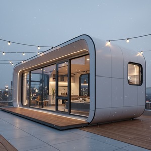 Container Modulare Pieghevole a Due Piani Staccabile da 20 piedi, Capsula Mobile Apple Cabin, Villa Impermeabile Nera per Giardino/Casa - Product Image 1