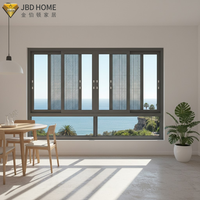 Fenêtre coulissante en aluminium à résistance aux chocs, approuvée NOA, avec double vitrage trempé, certifiée Energy Star, pour l'extérieur moderne.