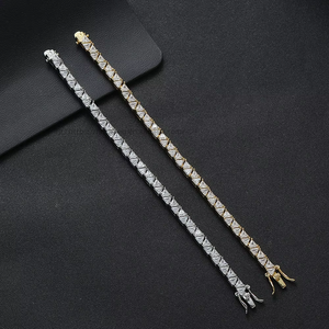 Front and Back Triangle Mix-and-match Tennis <b>Bracelet</b> <b>Copper</b> Inlaid Zirconium Hip-hop Tanjing Fashion Lijing Necklace - Product Image 3