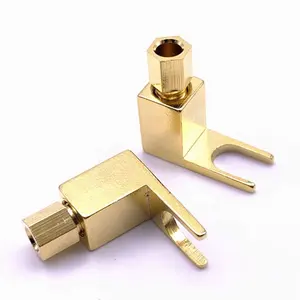 Factory low price gold-plated 4mm Y /U Spade Banana plug speaker adapter hifi connector