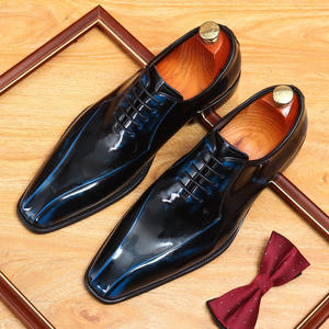 Zapatos Oxford Británicos de Cuero, Estilo Retro, Formales para Hombre, Clásicos con Punta Cuadrada, Antideslizantes, Transpirables, Ligeros, Hechos a Mano, Brillantes - Product Image 3