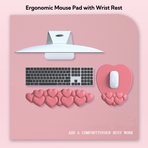 Custom Logo Ergonomic Heart-Shaped Mouse Wrist Rest Cushion Soft PU Leather <b>Memory</b> <b>Foam</b> Mouse Pad with Wrist Support for Office - Product Image 4