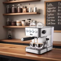Machine à café portable semi-automatique 15 bars avec pompe, pré-infusion, mousseur à lait, chauffe-tasse et 3 plateaux d'égouttement amovibles