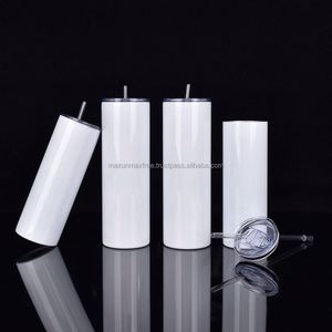 Entrepôt USA, livraison en 2 jours : Gobelets isothermes fins et droits en acier inoxydable blancs de 20 oz pour sublimation, avec paille, cadeaux d'affaires - Product Image 4