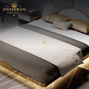 יוקרתי מודרני ריהוט חדר שינה עור כפול רך מיטה זוגית מיטת קווין נרדית חומה מיטה - Product Image 2