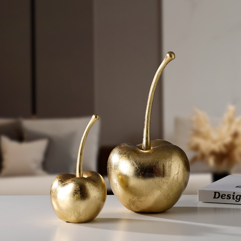 Custom Luxury Interior Living Room TV Cabinet Table Decor Handmade Modern Decorative Accents Resin Golden Cherry Statue Ornament · image 4