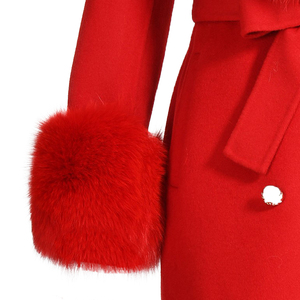 Luxury Double-Breasted Wool Winter <strong>Coats</strong> <strong>for</strong> Ladies Wholesale Double Faced High End Belt <strong>Long</strong> <strong>Women</strong> Cashmere <strong>Coat</strong> With Fox Fur - Product Image 5