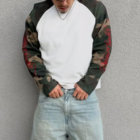 T-shirt décontracté personnalisé pour homme, camouflage, manches raglan, gaufré épais 300g, thermique, manches longues, écologique, respirant