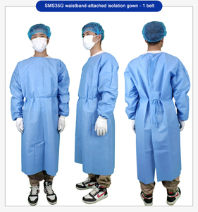 Blouse d'isolement jetable SMS pour tests de laboratoire, vêtement de protection à fermeture inversée, en PP, imperméable, anti-poussière et respirant - Product Image 6