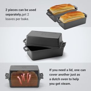Molde rectangular resistente para hornear pan <span class=keywords><strong>de</strong></span> carne, <span class=keywords><strong>de</strong></span> <span class=keywords><strong>hierro</strong></span> fundido precurado, para pan casero <span class=keywords><strong>de</strong></span> masa madre, apto para horno y estufa. - Product Image 3