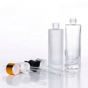 2026 Hot Sale 30ml 50ml 60ml 80ml 100ml clear Color Round Cylinder Flat Shoulder Glass <b>Dropper</b> <b>Bottle</b> for Serum Essential Oil - Product Image 4