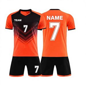 Camiseta de Fútbol Personalizada para Adultos, Camiseta de Fútbol con Logotipo del Equipo, Nombre y Número, Manga Corta, 100% Poliéster, Naranja - Product Image 1