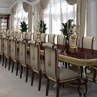 Table de banquet de style européen, longue table à manger en bois massif sculpté, table et chaises multi-places, ensemble de table à manger royale