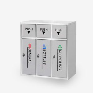 Quảng Châu MAX NGOÀI TRỜI 3 Ngăn Tái Chế Litter Bin Thép Không Gỉ Thùng Rác Có Thể/3 Trong 1 Chất Thải Bin - Product Image 1