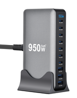 Station de charge de bureau multi-ports GaN 810W 880W 950W 1000W avec affichage numérique, support de charge rapide PD USB-C QC USB-A