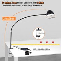 Lampu Meja LED 3 Warna Tipe Horn Dengan Penjepit, Leher Angsa Dapat Disesuaikan, Lampu Klip USB, Lampu Buku Kecil Untuk Lemari, Meja, Samping Tempat Tidur