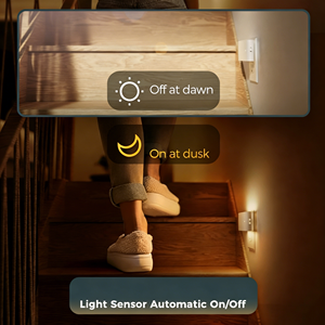 Modern Minimalist White Horizontal <b>Plug</b> - in Night <b>Light</b>, Dusk-to-Dawn Sensor & Stepless Dimming, Bedside Nightlight for Bedroom - Product Image 4