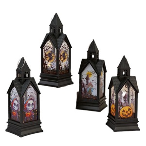 Lanterne LED Citrouille Château Hanté à Piles avec 4 Scènes Effrayantes pour Halloween en Extérieur – Lampe LED d'Halloween - Product Image 1