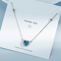 925 argent bleu zircon clavicule collier pendentif coeur pour collier femmes fabrication de bijoux