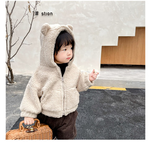 OEM inverno orso all'ingrosso neonate abbigliamento <span class=keywords><strong>pelliccia</strong></span> bambino bambini cappotti solido beige giacca outfit 301 - Product Image 2
