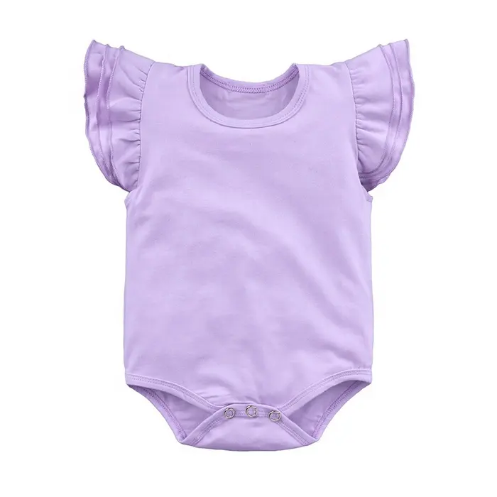 baby clothes 100% cotton flutter sleeves purple romper new fashion soft cotton infant & toddlers clothing baby romper