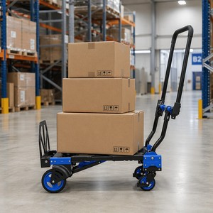 GLIWAY Wholesale <b>Foldable</b> Hand Truck Heavy Duty 4-Wheel Portable Platform <b>Trolley</b> Industrial Folding Luggage Cart for Warehouse - Product Image 4