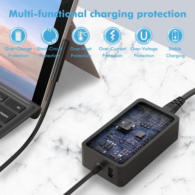 New 65W 15V 4A Surface Pro Laptop Charger Power Supply for Microsoft Surface Pro X 10 9 8 7 6 Go Book Series Replacement Adapter