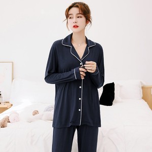 Conjunto de Pijama para Mujer, Manga Larga, Algodón Negro, Ropa de Dormir, Ropa para Estar en Casa - Product Image 2