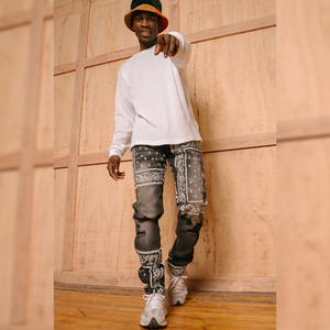 Vertical <span class=keywords><strong>jeans</strong></span> masculino, estampado bordado, solto, tamanho grande, cinza, moda masculina, preto