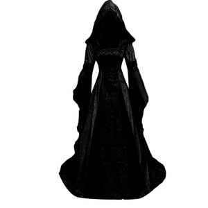 Maxi strascico medievale rinascimentale abito <span class=keywords><strong>donna</strong></span> Halloween diavolo <span class=keywords><strong>strega</strong></span> pagana <span class=keywords><strong>Costume</strong></span> <span class=keywords><strong>da</strong></span> sposa abito con cappuccio abito Cosplay - Product Image 4