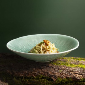 Vaisselle sur le thème de l'été Plats de ferme Restaurant Hôtel Vaisselle en porcelaine Restauration Assiette à soupe peu profonde en céramique verte vintage - Product Image 3