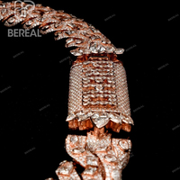 Collar de eslabones cubanos con moissanita VVS talla marquesa engastada, de oro rosa y plata 925, joyería fina para hombre, venta directa de fábrica