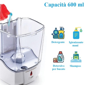 Distributeur automatique de savon liquide, 600 Ml, capteur infrarouge mural, distributeur de savon liquide électrique pour cuisine et salle de bains - Product Image 4