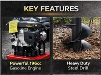 JimBon Meilleure Vente Grande Puissance 196cc Tarière Thermique pour Plantation d'Arbres et de Poteaux, Tarière de Terre à Moteur Thermique du Fabricant