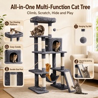 Arbre à chat multi-niveaux de grande taille pour chats d'intérieur, tour à chat avec niche, hamac, planche à gratter inclinée et poteau en sisal