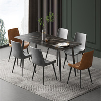 Chaises de salle à manger en gros pour restaurant et café, chaises rayées en cuir PU, ensemble de table à manger 6 chaises
