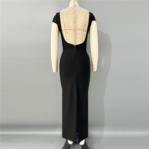 ชุดเดรสรัดรูปยาวเย็บปะลายดอกไม้เปิดไหล่ข้างเดียวหรูหราสำหรับผู้หญิงชุดเดรสปาร์ตี้คลับตอนเย็นสุดหรู - Product Image 4