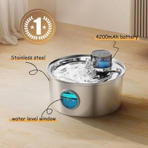 Fontaine à eau portable sans fil 3,2 L à piles, 3 modes de distribution, minuterie automatique, en acier inoxydable et plastique, pour animaux de compagnie (chats) - <span class=keywords><strong>Prix</strong></span> bas - Product Image 3