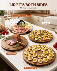 Boîtes à œufs avec couvercle pour fête (24 emplacements), cadeaux de Pâques, <span class=keywords><strong>plateau</strong></span> à œufs farcis en bois d'acacia portable avec couvercle - Product Image 4