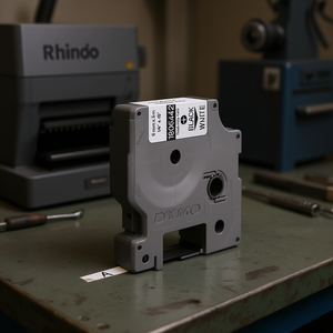 Cinta de Etiquetas Industriales DYMO de 6 mm x 5,5 m, Negra sobre Blanca, para Impresora Rhino, Cables y Etiquetado Industrial - Product Image 2