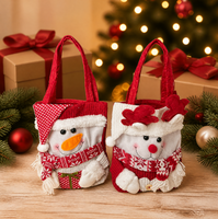 Weihnachtsgeschenktüte mit 3D-Figur von Weihnachtsmann, Schneemann und Rentier, Süßigkeiten-Tragetasche für Feiertagspartys und Dekoration