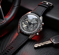 Montre mécanique automatique de luxe pour homme, multifonction, chronographe, cadran surface lunaire, bracelet en nylon, montre sport