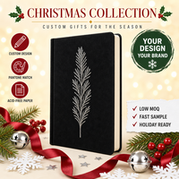 Carnet de notes personnalisé pour Noël, couverture rigide en papier noir et argenté, motif branche de pin, finition suédée A5, 80 feuilles, cadeau d'entreprise WANGHAN