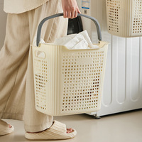 Panier à linge sale rectangulaire en plastique de grande capacité, portable, avec poignée, pour salle de bain, buanderie et chambre à coucher
