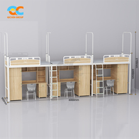 Lit superposé de style appartement contemporain avec bureau et rangement, lit chic avec bureau en dessous, fabricant leader